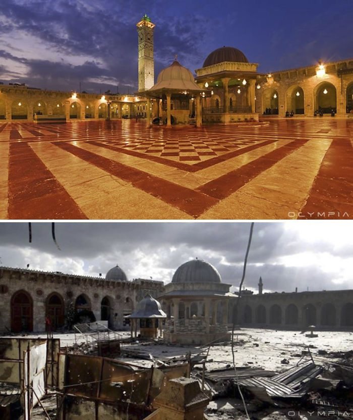 siria6 - Locais da Síria em Aleppo antes e depois da guerra