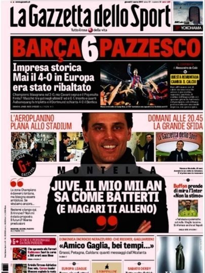 barça11 - Capas de Jornais pelo Mundo sobre o 6 a 1 do Barça sobre o PSG