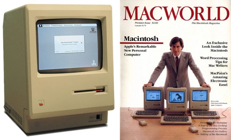 first macintosh steve jobs macworld cover 810x493 - Platéia vai a loucura com Steve Jobs apresentando o NOVO Macintosh 1984
