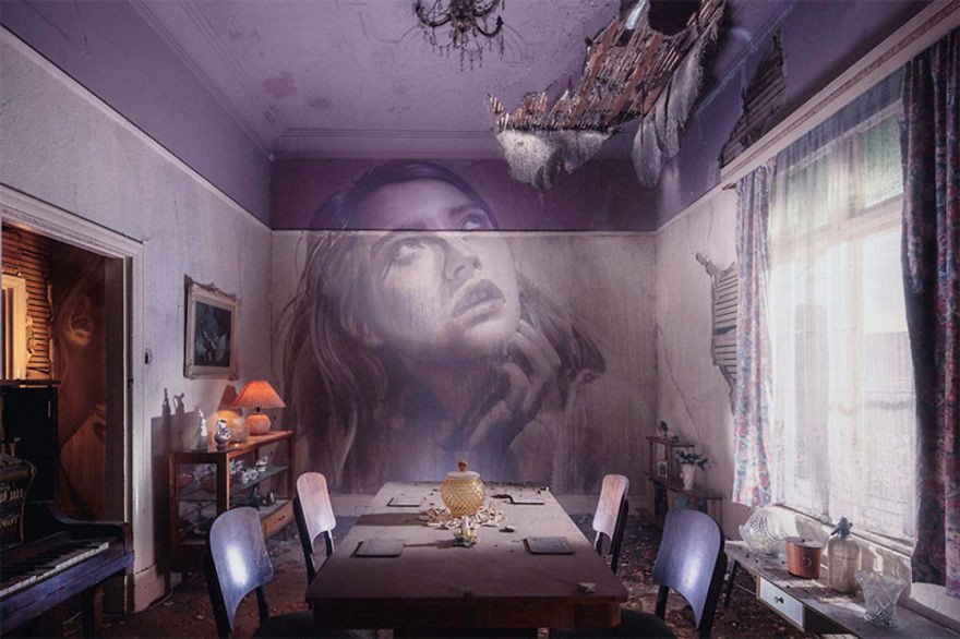 artista pinta em casa que sera demolida2 - Artista pinta rosto de mulheres em casa que será demolida na Austrália