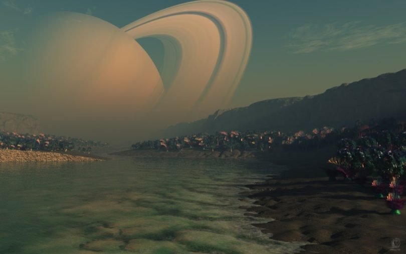 titã view of Saturn from titan 1024x640 810x506 - Lua de Saturno tem substâncias químicas que podem formar 
