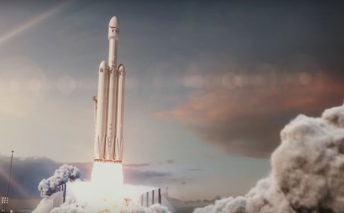 falcon heavy launch animation spacex - Turismo espacial - Você trocaria seu voo de avião para decolar em um foguete?