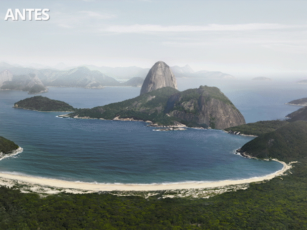 fotoantesdepois1enseada de botafogo 1 - Como seria a paisagem Rio de Janeiro antes da chegada dos portugueses?